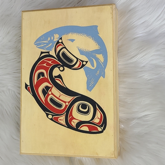 unbranded Other - Vintage Box Wood Art Eclectic Hand Painted Alaskan Fish Decorative Accent Piece